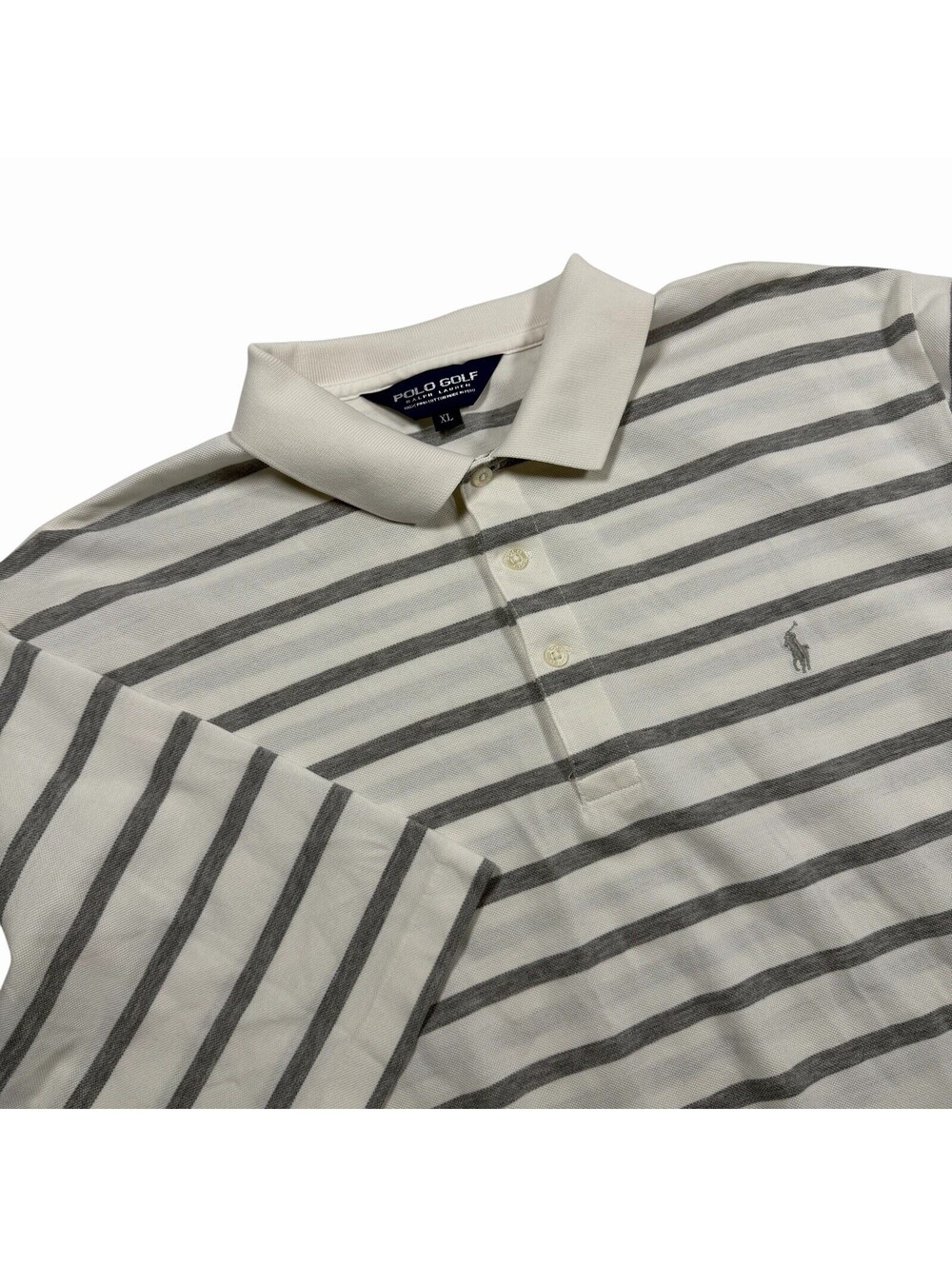 Polo Golf Ralph Lauren Men’s Striped Pima Cotton Polo Shirt White Gray XL